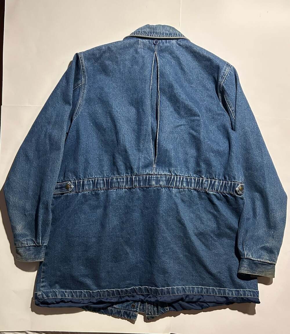 90s Vintage Only Denim Denim Chore Barn Jacket with Plaid Lining - Picture 6 of 12
